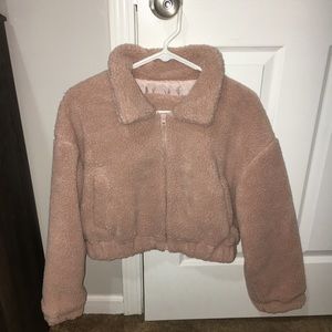 cropped sherpa jacket